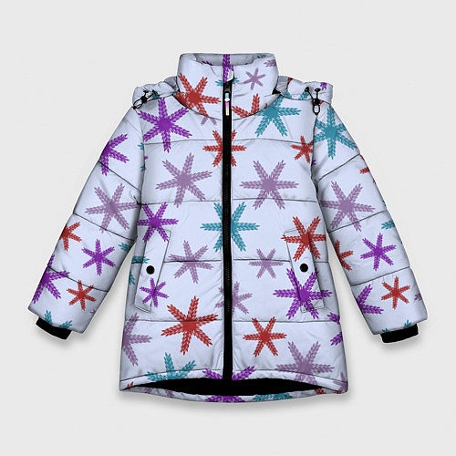 Зимняя куртка для девочки Веточки орнамент / 3D-Черный – фото 1