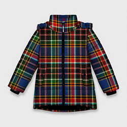 Куртка зимняя для девочки Цветные квадраты Colored squares, цвет: 3D-черный