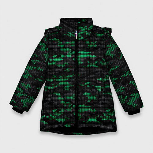 Зимняя куртка для девочки Точечный камуфляжный узор Spot camouflage pattern / 3D-Черный – фото 1