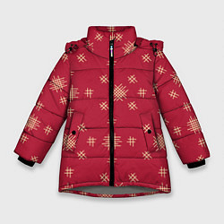 Куртка зимняя для девочки Красный стиль, цвет: 3D-светло-серый