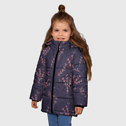 Куртка зимняя для девочки Розовые веточки, цвет: 3D-красный — фото 2