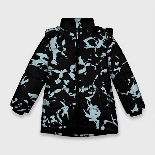Зимняя куртка для девочки Абстракция черно-голубой / 3D-Черный – фото 1