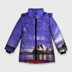 Куртка зимняя для девочки Сидней в фиолетовом в закате, цвет: 3D-красный