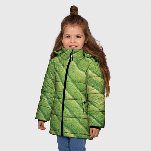 Зимняя куртка для девочки Травяной паттерн / 3D-Красный – фото 3