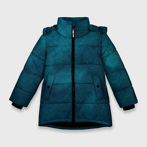 Зимняя куртка для девочки Синие туманные камешки / 3D-Черный – фото 1