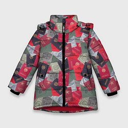 Куртка зимняя для девочки Документы Советского Союза, цвет: 3D-красный