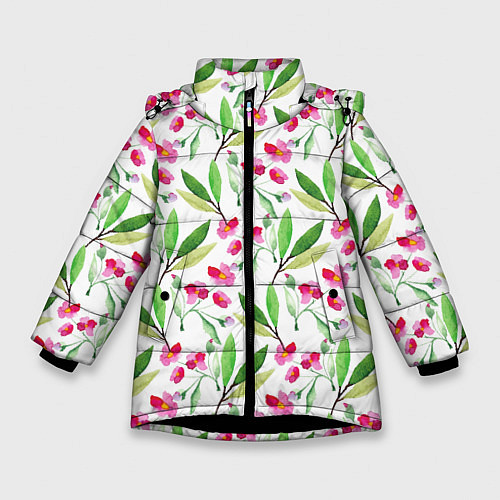 Зимняя куртка для девочки Tender flowers / 3D-Черный – фото 1
