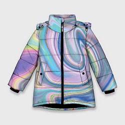 Куртка зимняя для девочки Sea waves fantasy, цвет: 3D-черный