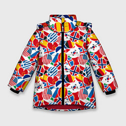 Зимняя куртка для девочки Флаги стран мира