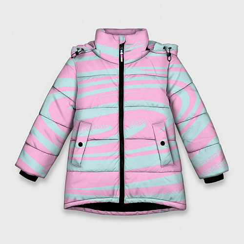 Зимняя куртка для девочки Абстракция водоворот / 3D-Черный – фото 1