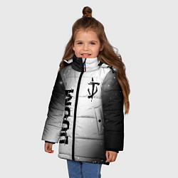 Куртка зимняя для девочки Doom glitch на светлом фоне: надпись, символ, цвет: 3D-черный — фото 2