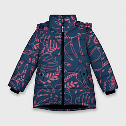 Куртка зимняя для девочки Монстера, цвет: 3D-черный