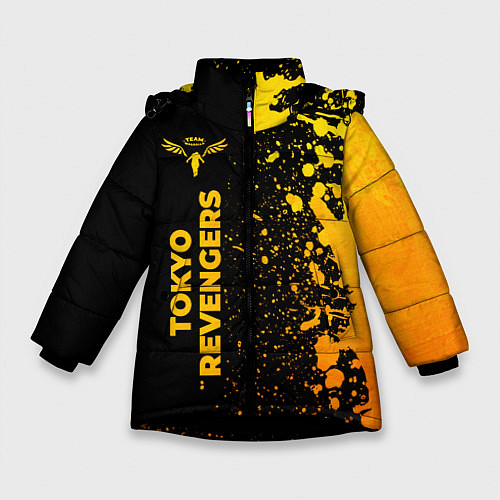 Зимняя куртка для девочки Tokyo Revengers - gold gradient: по-вертикали / 3D-Черный – фото 1