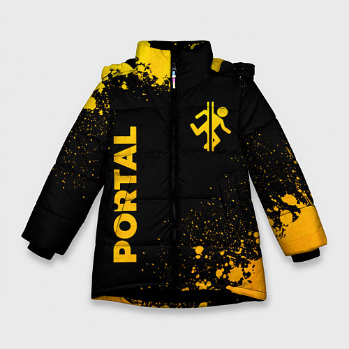 Зимняя куртка для девочки Portal - gold gradient: надпись, символ / 3D-Черный – фото 1