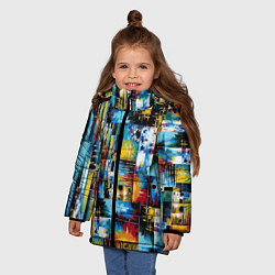 Куртка зимняя для девочки Современная живопись, цвет: 3D-черный — фото 2