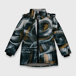 Куртка зимняя для девочки Мазки кисти, цвет: 3D-светло-серый