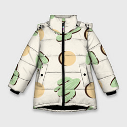 Куртка зимняя для девочки Пустынный кактус, цвет: 3D-черный