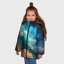 Куртка зимняя для девочки Далекий космос, цвет: 3D-черный — фото 2