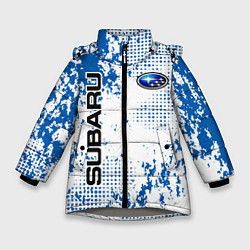 Зимняя куртка для девочки Subaru blue logo