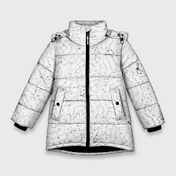 Зимняя куртка для девочки Хаотичная черно-белая рябь - узор Хуф и Ся