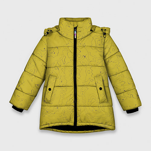Зимняя куртка для девочки Рябь - зеленовато-желтый и фиолетовый - узор Хуф и / 3D-Черный – фото 1
