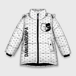 Зимняя куртка для девочки Danganronpa glitch на светлом фоне: надпись, симво