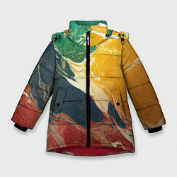 Куртка зимняя для девочки Мраморная радуга, цвет: 3D-красный