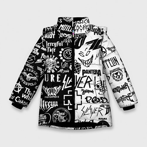 Зимняя куртка для девочки Логотипы лучших рок групп / 3D-Черный – фото 1