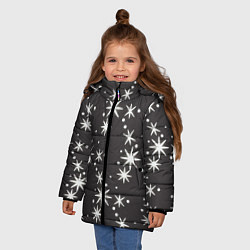 Куртка зимняя для девочки Звёздные снежинки, цвет: 3D-черный — фото 2