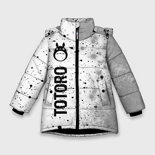 Зимняя куртка для девочки Totoro glitch на светлом фоне: по-вертикали / 3D-Черный – фото 1