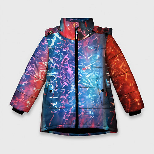 Зимняя куртка для девочки Стихии воды и лавы / 3D-Черный – фото 1