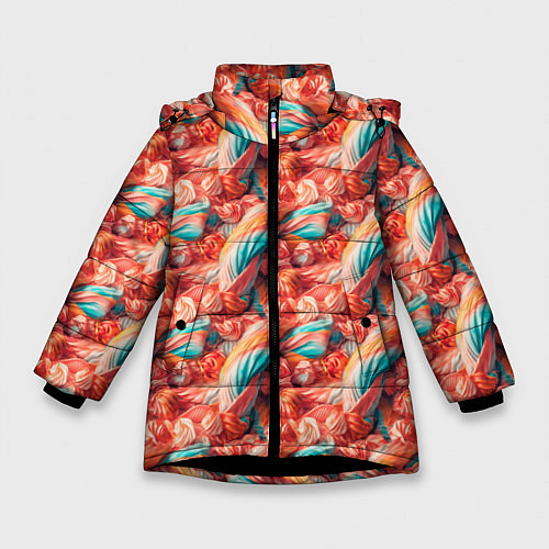 Зимняя куртка для девочки Текстура жвачки / 3D-Черный – фото 1