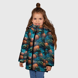 Куртка зимняя для девочки Ананасы в воде, цвет: 3D-светло-серый — фото 2