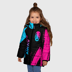Куртка зимняя для девочки Spirited Away - neon gradient: надпись, символ, цвет: 3D-черный — фото 2