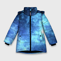 Куртка зимняя для девочки Яркие звёзды в космосе, цвет: 3D-черный