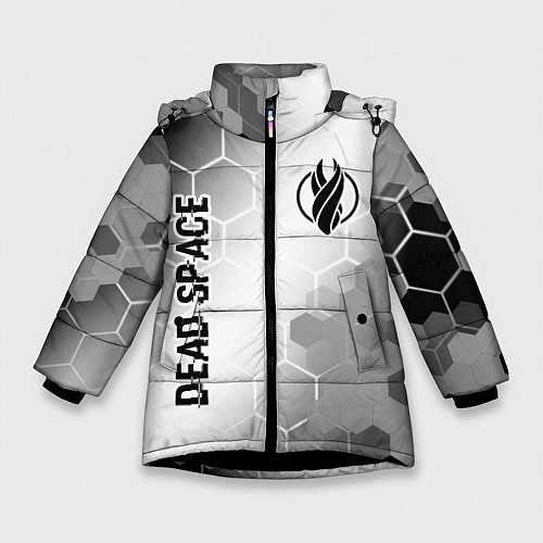 Зимняя куртка для девочки Dead Space glitch на светлом фоне: надпись, символ / 3D-Черный – фото 1
