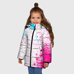 Куртка зимняя для девочки Evangelion neon gradient style: надпись, символ, цвет: 3D-черный — фото 2