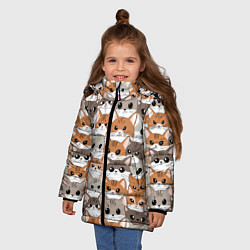 Куртка зимняя для девочки Паттерн милые котики, цвет: 3D-светло-серый — фото 2