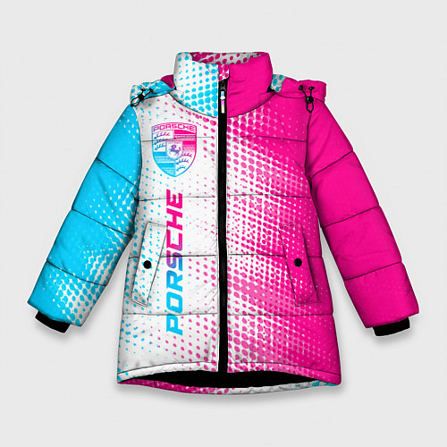 Зимняя куртка для девочки Porsche neon gradient style: по-вертикали / 3D-Черный – фото 1