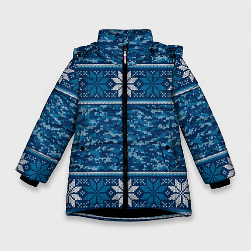 Зимняя куртка для девочки Камуфляжный свитер - алатырь / 3D-Черный – фото 1