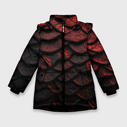 Куртка зимняя для девочки Объемная текстура из темных плит, цвет: 3D-черный