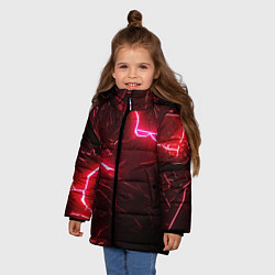 Куртка зимняя для девочки Красные молнии, цвет: 3D-черный — фото 2