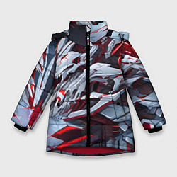 Куртка зимняя для девочки Череп киберпанк, цвет: 3D-красный