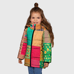 Куртка зимняя для девочки Кусочки материи, цвет: 3D-светло-серый — фото 2