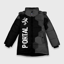 Зимняя куртка для девочки Portal glitch на темном фоне: по-вертикали