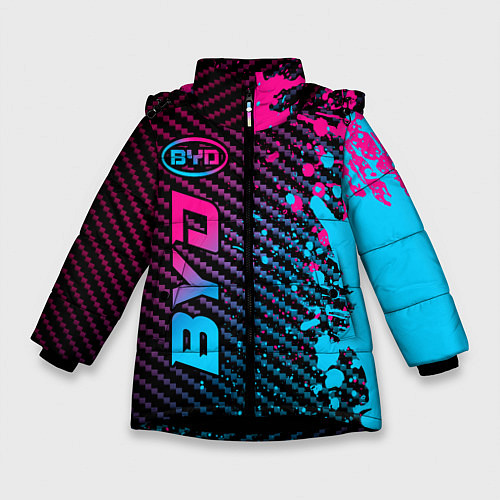 Зимняя куртка для девочки BYD - neon gradient: по-вертикали / 3D-Черный – фото 1