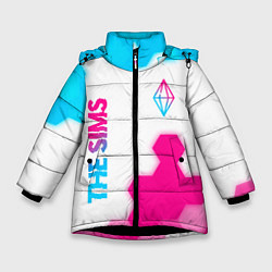 Зимняя куртка для девочки The Sims neon gradient style: надпись, символ