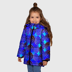 Куртка зимняя для девочки Синий шашечный мотив, цвет: 3D-красный — фото 2