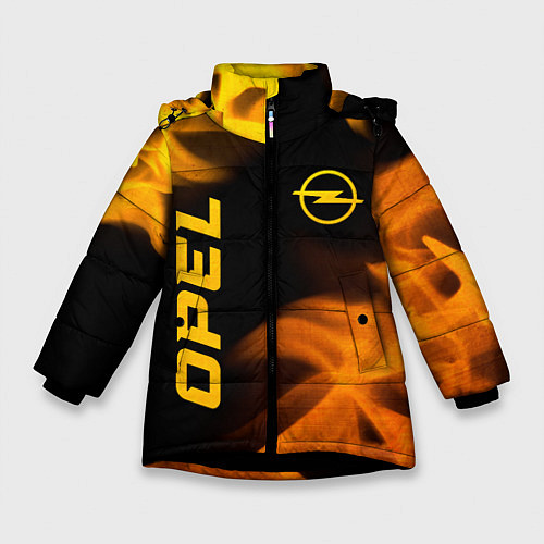 Зимняя куртка для девочки Opel - gold gradient: надпись, символ / 3D-Черный – фото 1