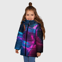 Куртка зимняя для девочки Неоновый синий фон, цвет: 3D-красный — фото 2